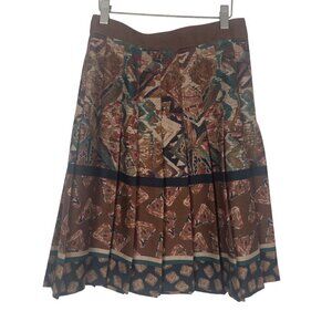 Vintage Toni Garment for CC Magic Pleated Skirt 27in Waist Brown Geometric